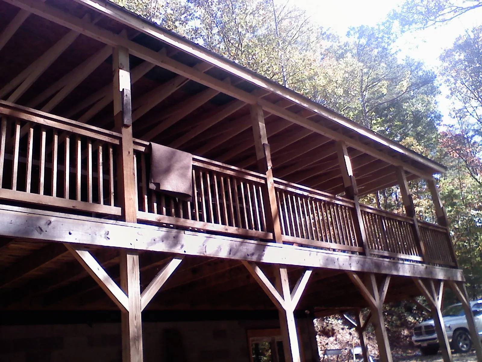 Timber framing under a new elevated porch and deck — Roof Leak Repair in Muncy by Roofing Brothers